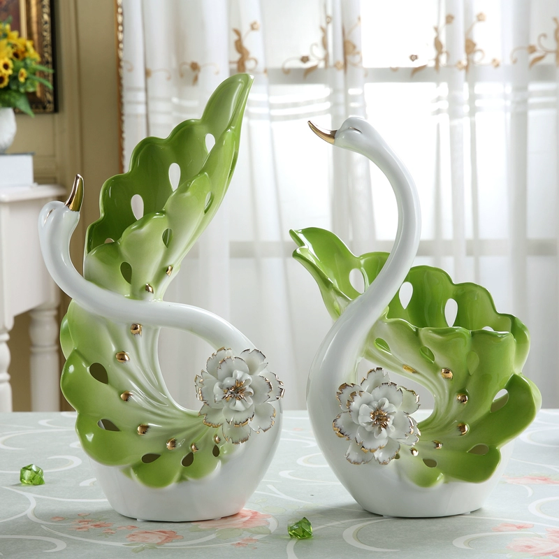 Swan Ceramic Flower Pot Tủ rượu Phòng khách Tủ TV Trang trí Nội thất Trang trí Sáng tạo Thiết thực Quà tặng tân gia Đám cưới - Trang trí nội thất