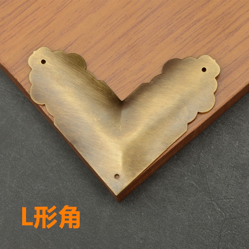 L angle T corner Cross corner Chinese antique pure copper Chinese medicine cabinet corner handle decoration piece corner flower corner corner piece cabinet door decoration
