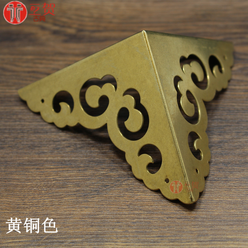 6 5cm antique copper-clad corner camphor wood box three-sided corner guard edge Ming and Qing furniture accessories jewelry box pure copper corner code