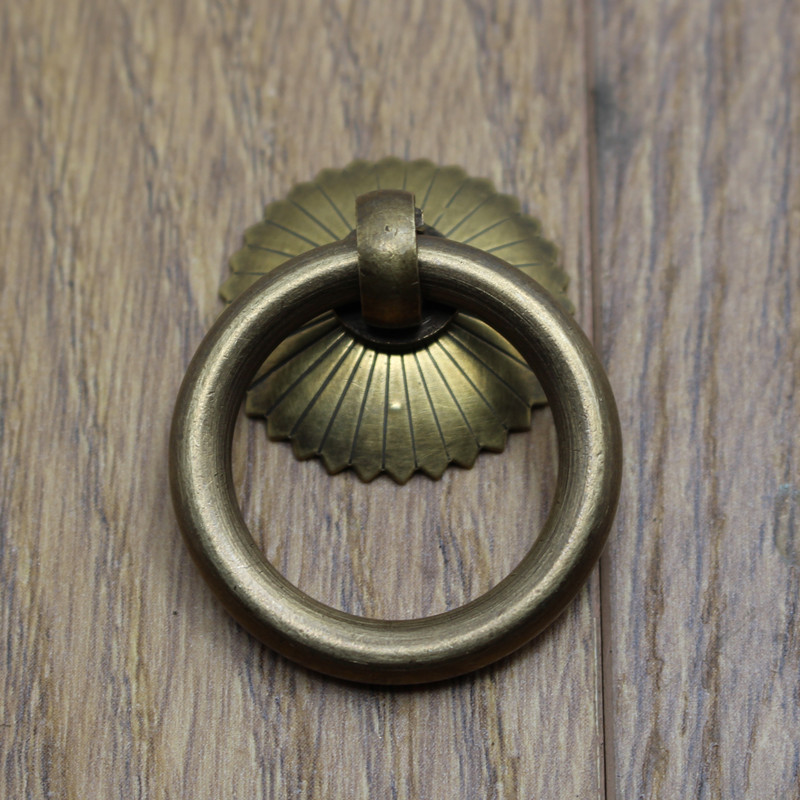 Bronze ring Chinese antique pure copper furniture cabinet door ring simple copper ring drawer Chinese medicine cabinet handle bronze handle