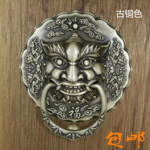 Chinese antique pure copper door handle pull ring paving head lion head animal head door handle ancient villa decoration door ring