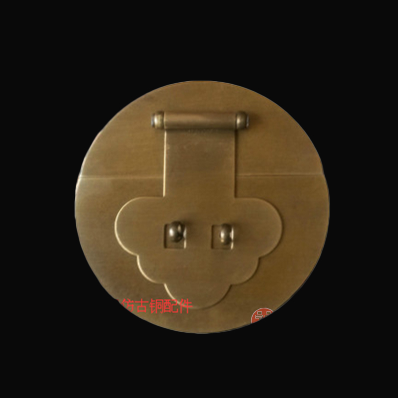 Chinese antique copper accessories Camphor wood box Official suitcase box button box Jewelry box with old-fashioned button handle buckle lock