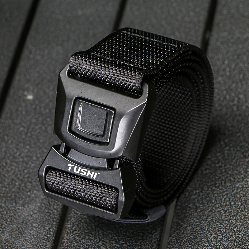 Outdoor Multifunction Military Fans Casual Elastic Canvas Tactical Belt Men's Work Training Clothing Pants With Security Nylon Strap