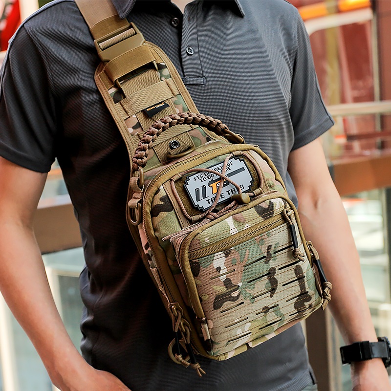 Outdoor multi-function chest bag men's single shoulder oblique cross bag Water repellent practical tactical casual EDC tool work bag