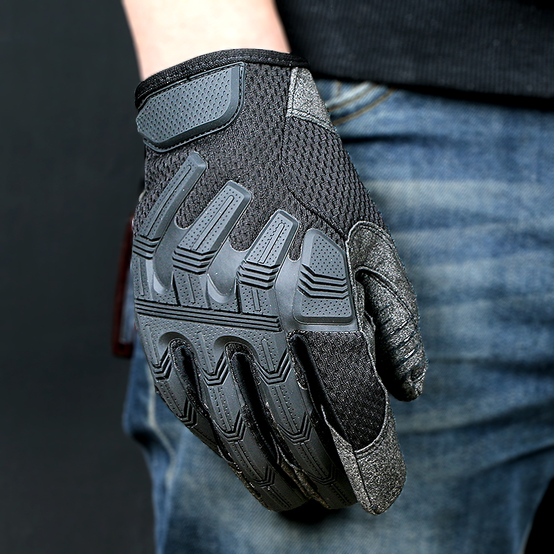 Total Finger Tactical Gloves Man Black Rubber Touch Screen Bike Riding Training Outdoor Sport Protective Breathable