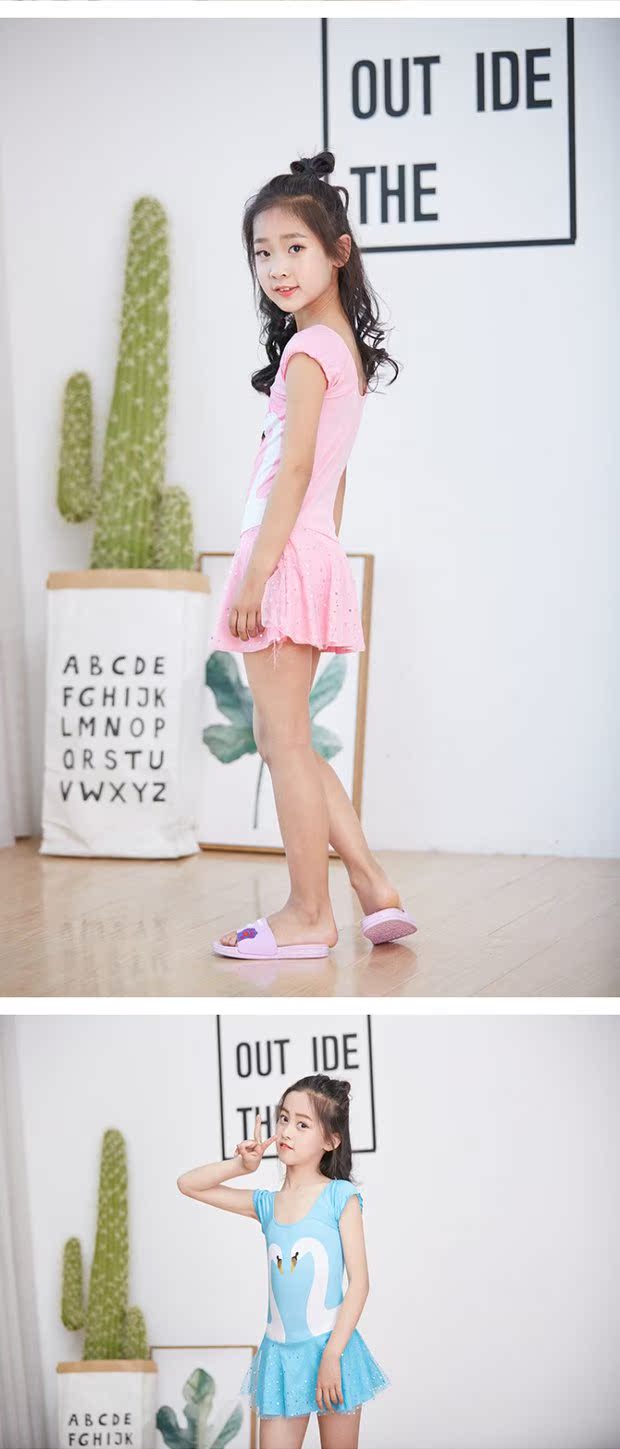 Phim hoạt hình 5-9 tuổi Cô bé thiên nga áo tắm một mảnh Đồ bơi bé gái dễ thương Bộ đồ bơi lưới - Bộ đồ bơi của Kid quần áo bơi cho bé gái