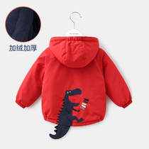 Green Tree City Childrens Clothing Baby Boys Plus Padded velvet Coats Childrens Hooded Warm Warm Winter Wear