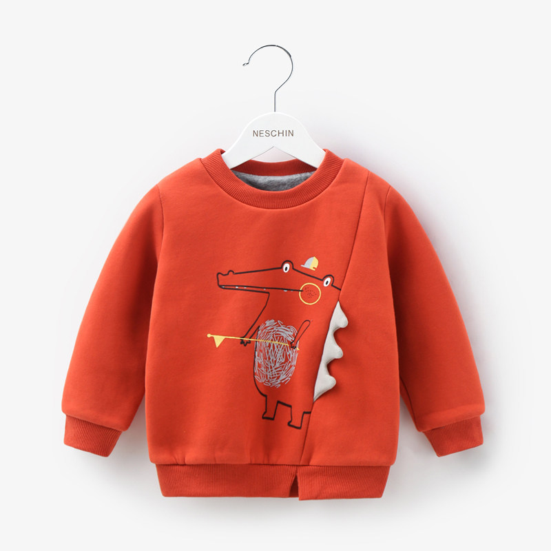 Green Tree City Children's Clothing Baby Boys Thickened Thick Cotton T Autumn and Winter Children's Cotton T Pullover Tops