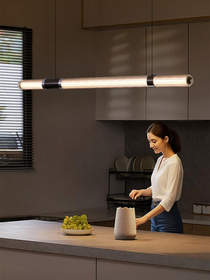 Italian Minimalist Restaurant Chandelier, Modern and Simple Designer Light Luxury High-End Linear Strip Island Table Chandelier