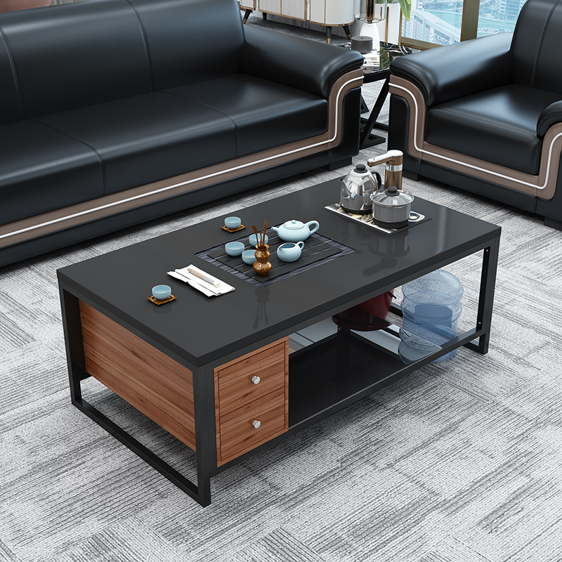 Tempered glass kung fu coffee table simple modern home small household type rock slab tea table brewing tea with induction cooker combination