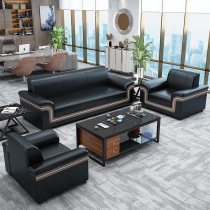  New office sofa modern minimalist reception Chinese fashion three-person office business coffee table combination