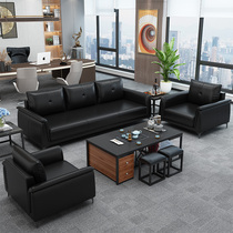  Office sofa Modern simple casual small leather office business reception reception three-person coffee table combination