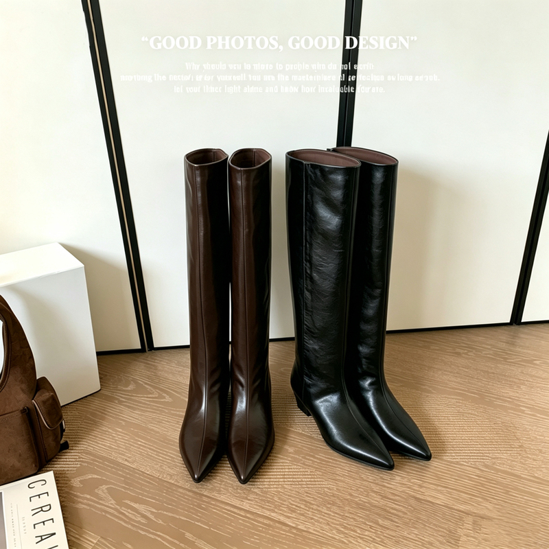 【Large Size, Wide Calf】34-43/Heel Height 4.5cm Pointed Toe Chunky Heel Long Boots for Women, Winter Elegant Knee-High Boots 【Large Size, Wide Calf】34-43/Heel Height 4.5cm Pointed Toe Chunky Heel Long Boots for Women, Winter Elegant Knee-High Boots