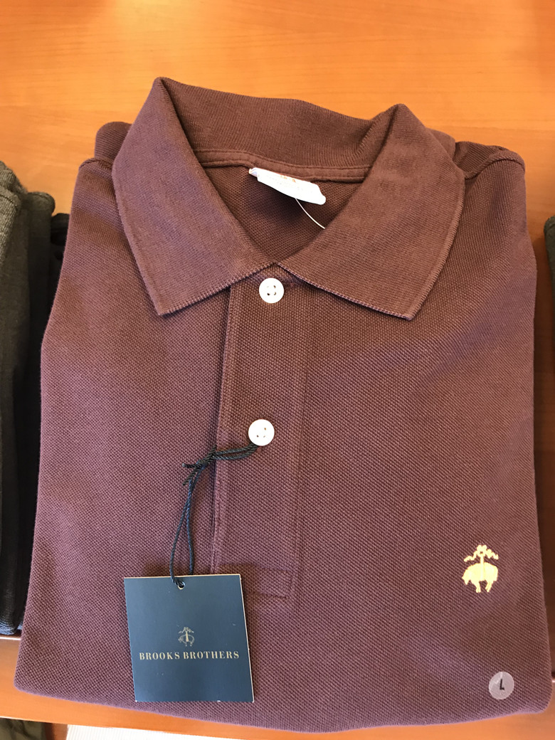 Booker Brothers Brooks Brothers Nam Ngắn Tay Áo Vàng Polo Áo Ve Áo Sọc Màu Rắn Mỹ Chính Hãng