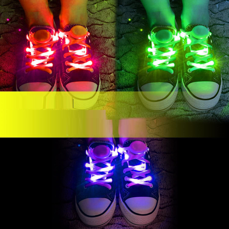 LED light-emitting flash fluorescent shoelaces innovative net red trend colorful flash luminous canvas shoes night running shoes lights