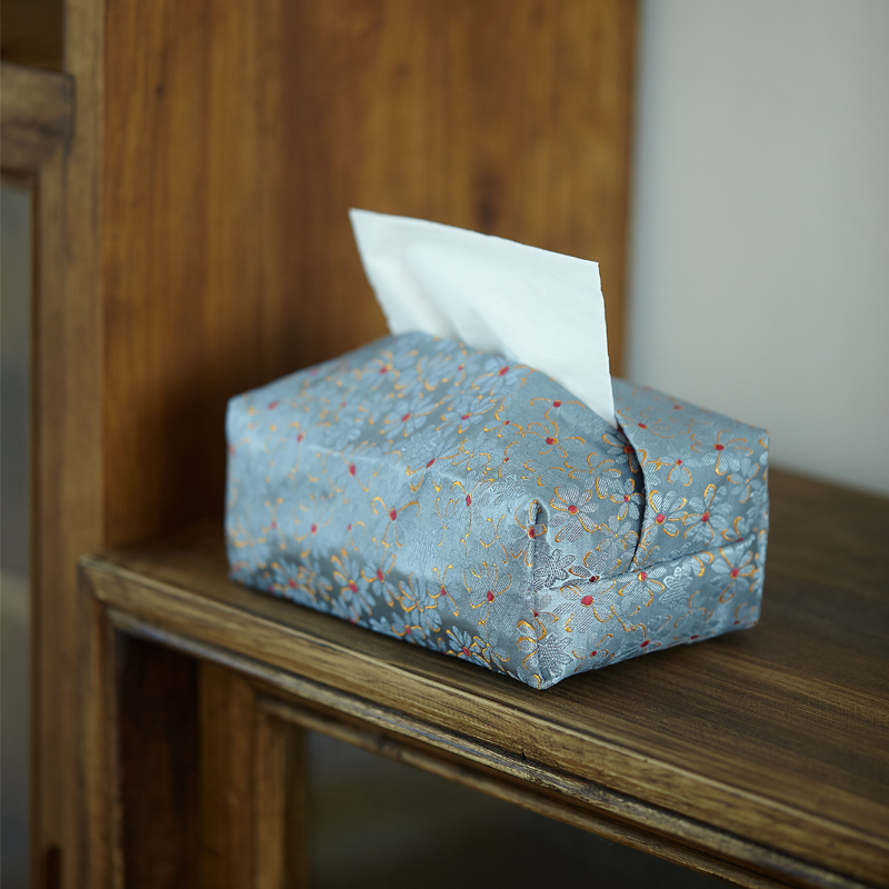 Chinese classical literary art fabric draw paper box large living room tea table paper towel bag small fresh woven brocade tissue box