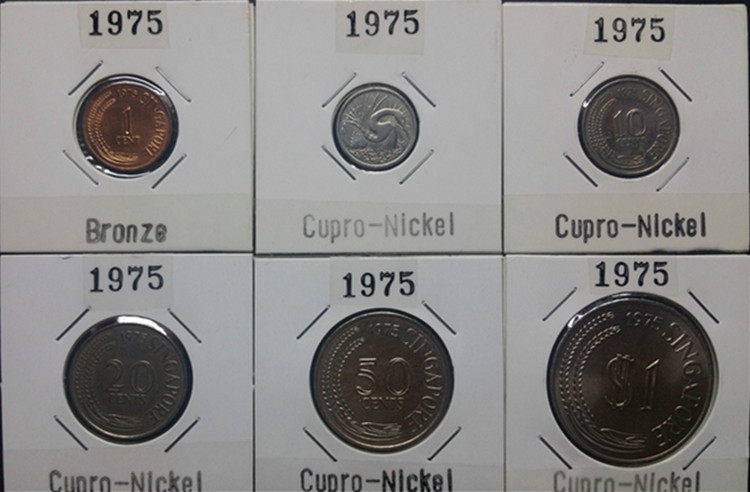 Singapore 75 1 cent to 1 yuan set of coins A set of 6 paper clips has been entered into the year information coin has been in circulation