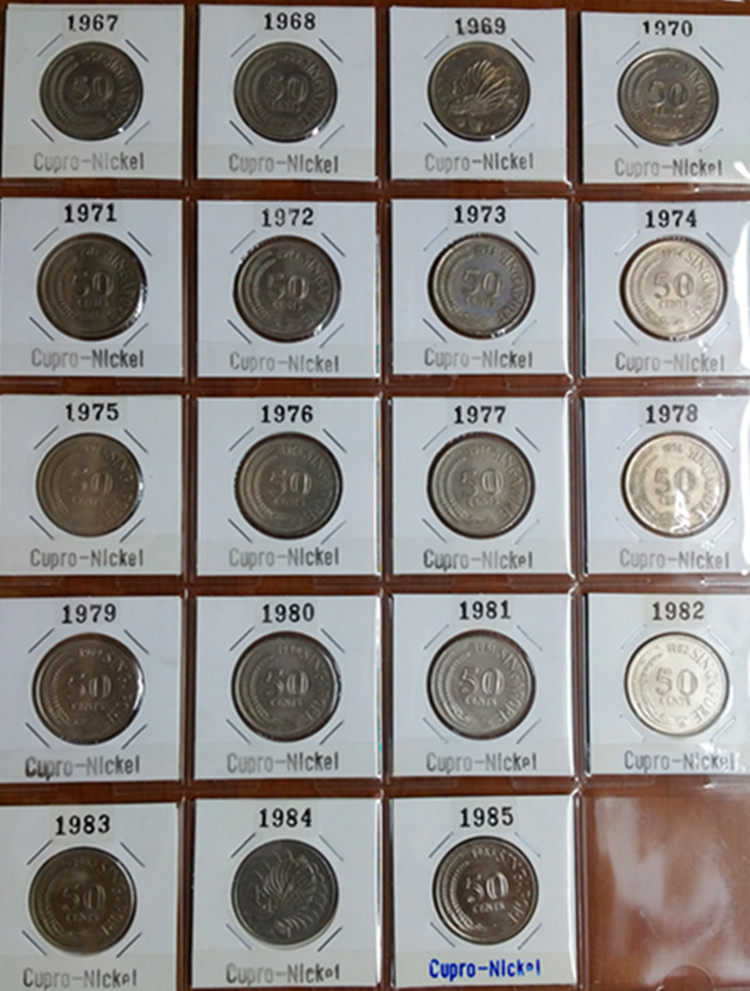 Singapore 1967-1985-year-50 coin large set of 19 physical objects to be photographed-Taobao