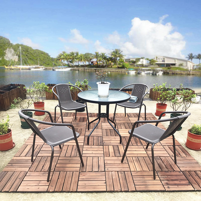 Outdoor Table And Chairs Patio With Umbrella Casual Suit Combined Iron Art Tea Table Minima Garden Balcony Vines Chair Three Sets