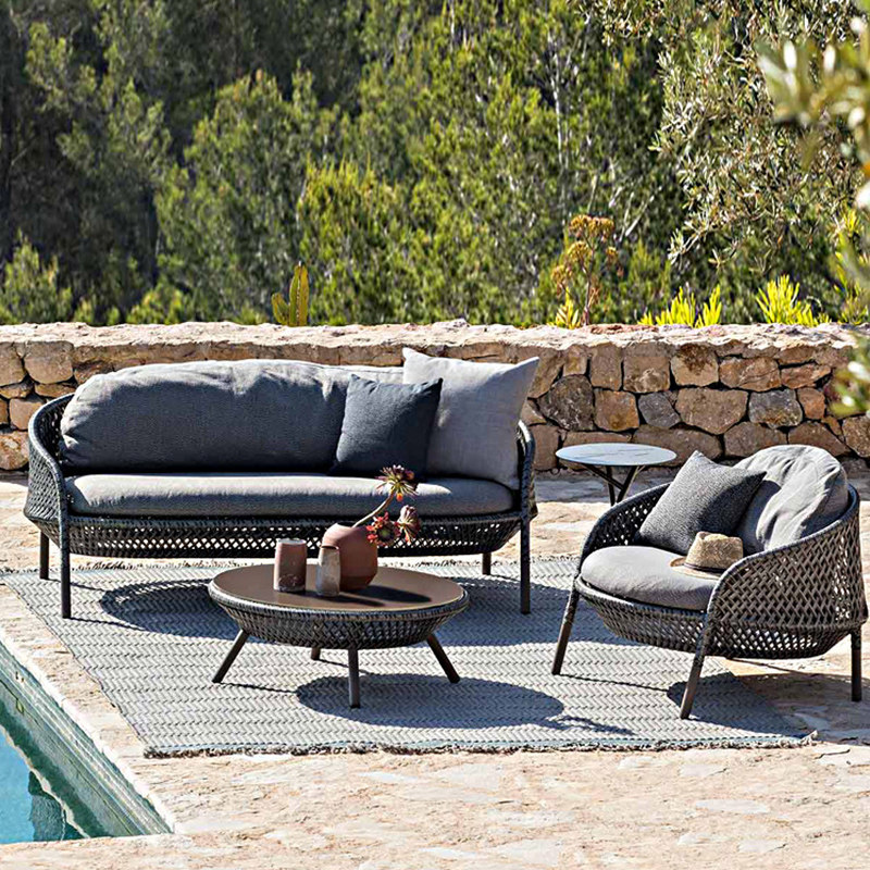 Outdoor rattan chair sofa leisure furniture open-air garden Nordic waterproof modern minimalist living room greenhouse rattan furniture