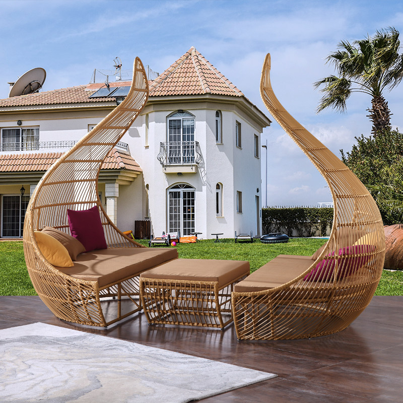 Outdoor sofa Lying bed Hotel Club leisure creative sofa Villa courtyard swimming pool beach vine round