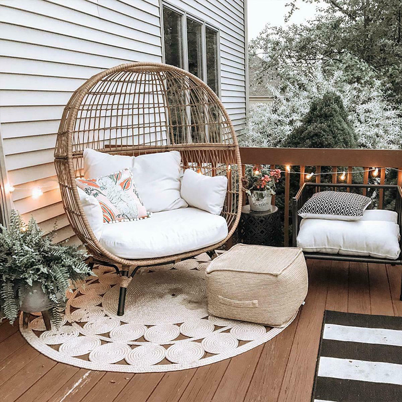 Lazy rattan chair round outdoor bird's nest sofa leisure balcony small table and chair combination furniture resort bird cage sofa
