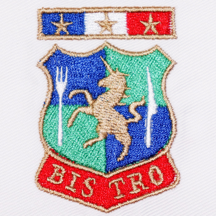 Embroidery hyper-connected LOGO brand pattern chefs suit apron embroidery High-fidelity imported high-end embroidery machine not skettiy