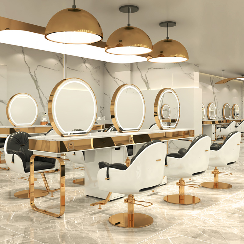 New hairdressing mirror stainless steel hair cutting mirror table with cabinet Licon shop mirror table led luminous Licon shop mirror table