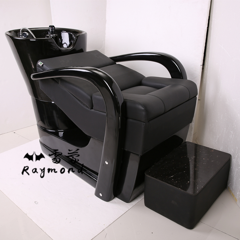 High-end Beauty Hair Shop Flush Water Bed Rational Shop Half Lying Type Wash Head Bed Hair Salon Special Ceramic Basin Manufacturer Direct
