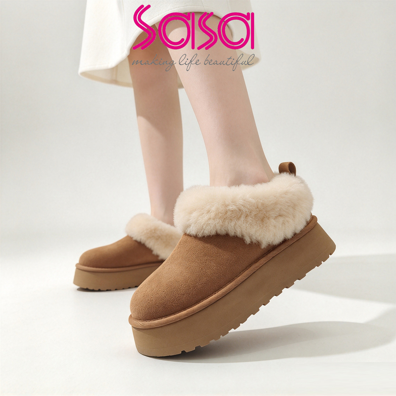 American Version of Uɢɢ Discount In-Stock Genuine Leather and Fur Integrated Snow Boots, Tatzler Thick-Soled Women's Shoes, New Model 1171393