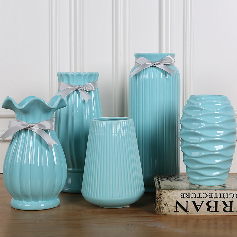 Ceramic vase simple simulation bouquet flower arrangement fake flower living room dry flower small floor Nordic home decoration ornaments