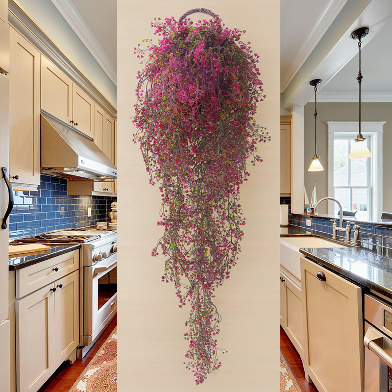 Simulation Admiralty Willow Wall Hanging Decorative Flower Fake Flower Rattan Plastic Flower Vines Green Plant Wall Hanging Basket Indoor Ceiling