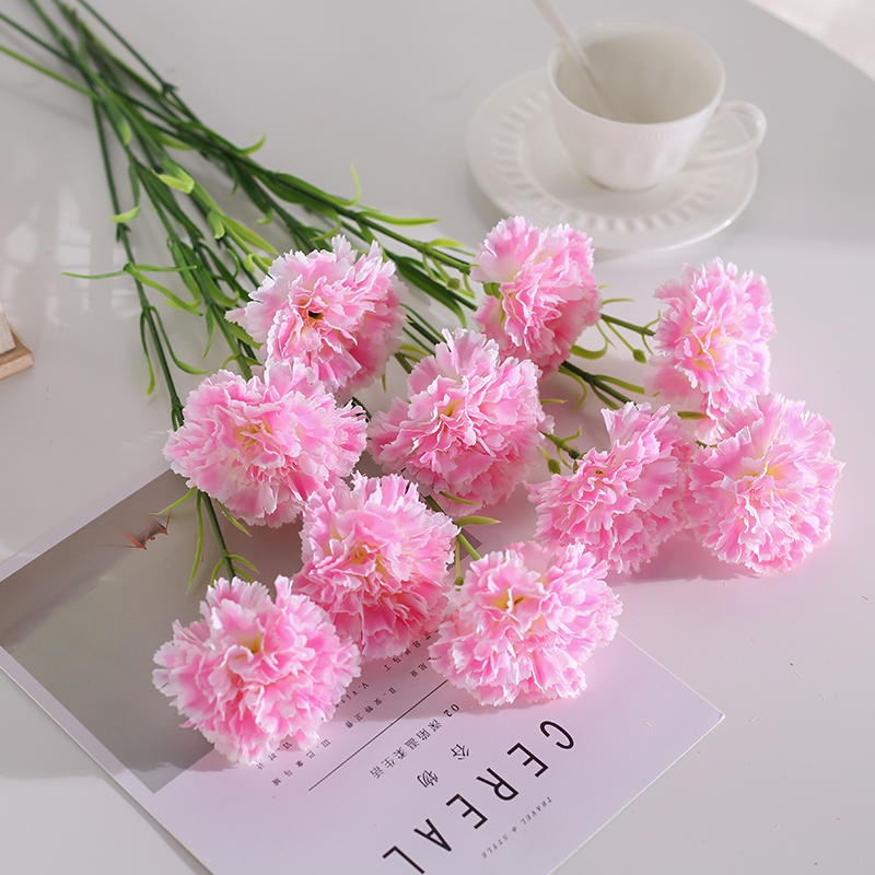 Carnation Simulation Bouquet Fake Flower Silk Flower Dried Flower Art Living Room Decoration Table Decoration Decorative Flower Plastic Mother's Day