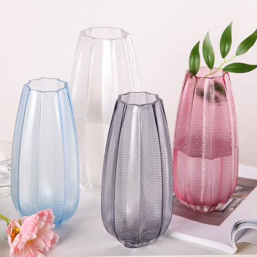 Ваза из стекла прозрачных украшений сухой цветочный цветок розовый цветок