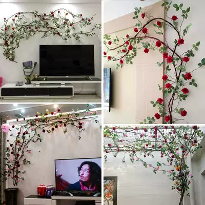 Simulation rose plastic Vine living room indoor water pipe balcony hanging ceiling decoration fake flower Rattan Wall Wall Wall wall hanging