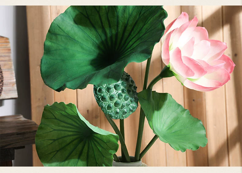 Mô phỏng hoa sen lá sen nhựa hoa giả hoa lily cây xanh sàn nhà cắm hoa phòng khách trang trí nội thất trang trí hoa - Hoa nhân tạo / Cây / Trái cây