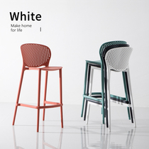 Modern simple thick plastic high chair personality hollow bar milk tea chair Nordic fashion backrest front desk high stool