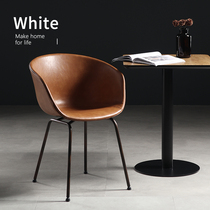 Nordic light luxury leather dining chair home Modern simple backrest book table and stool Net red chair industrial wind cafe table and chair