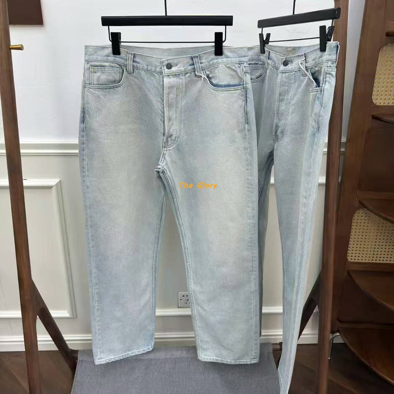 【Glory】In Stock! Row Style 2025Ss New Burt Light Blue Washed Denim Jeans Men's Long Pants