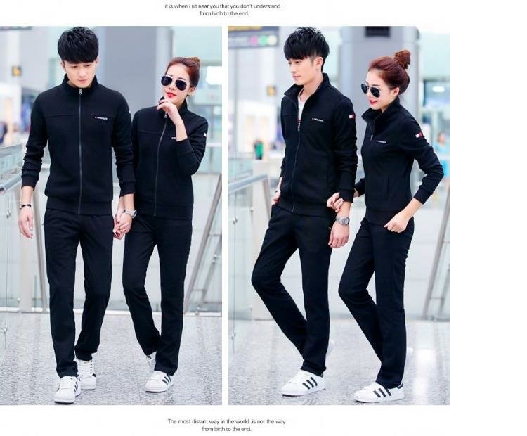 Mùa xuân và mùa thu nam Quần áo thể thao Cặp đôi thể thao Bộ áo dài tay Áo thường xuân Mùa xuân Bộ đồ chạy bộ cỡ lớn Bộ hai mảnh - Thể thao sau quần áo chạy bộ nike