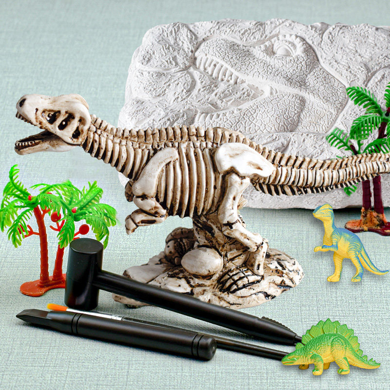 Children's dinosaur fossil archaeological excavation toy plaster crocodile boy skeleton model assembled Tyrannosaurus Rex Jurassic