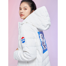 Ailey 2021 Winter new Pepsi joint down jacket white duck down long blue hooded coat women