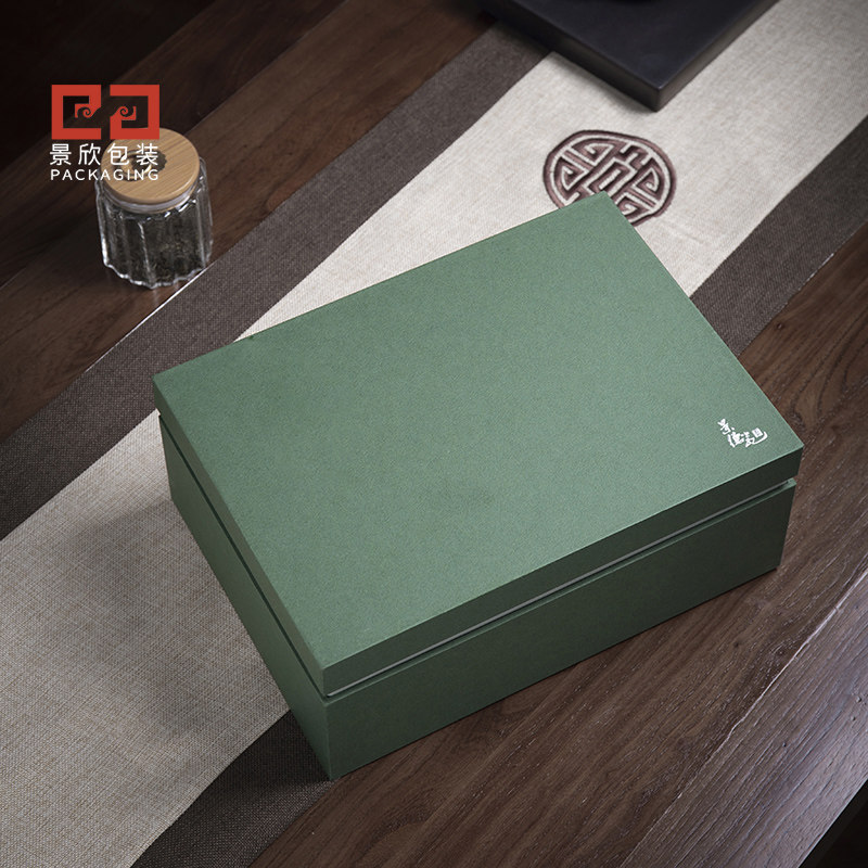 High-grade special leather carton tea set set box teapot fair cup gift box rectangular green