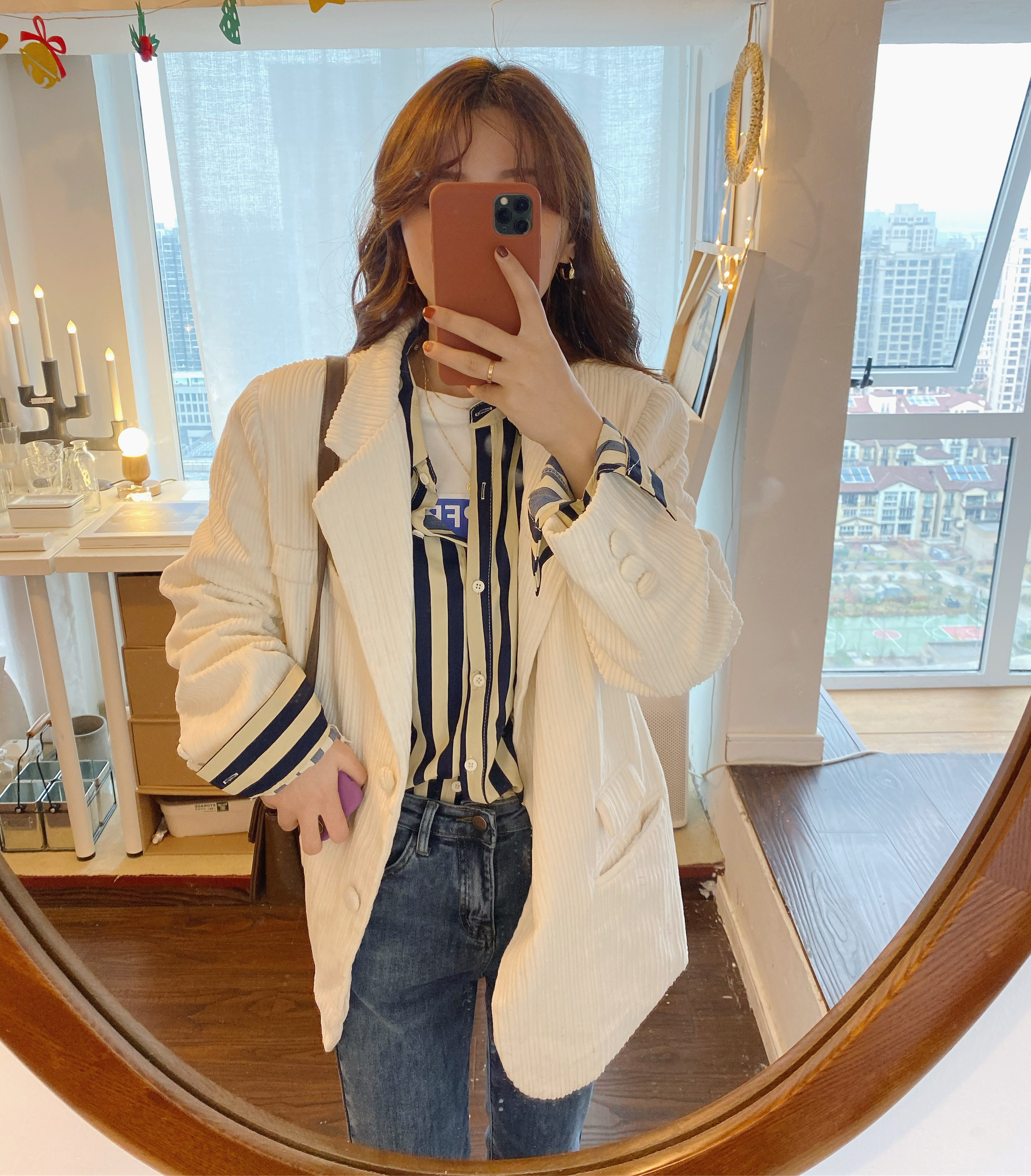 Berry Love You Huge Tailored Corduroy Thin Blazer Fried Street Fashion Suit