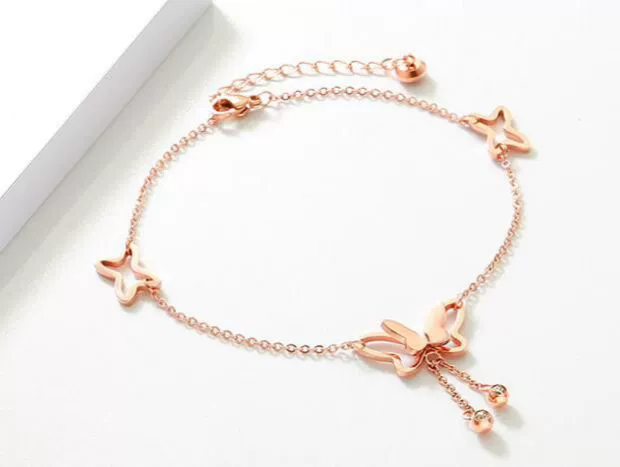 Tuần mới chính hãng sao trăng màu vàng vòng chân nữ Dafu 18K dây chuyền vàng hồng AU750 đơn kim cương gợi cảm lắc chân nữ