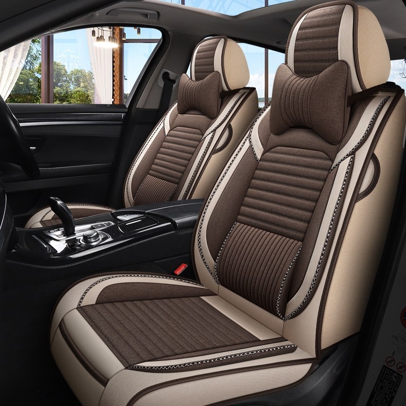 Подушка автокресла new four seasons универсальная полностью закрытая обивка сиденья из хлопчатобумажной и льняной ткани сетчатый красный шелк ice silk специальная подушка сиденья обивка сиденья