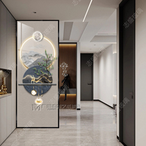 Modern colored art glass partition dining room entrance hall new Chinese style shading light luxury screen