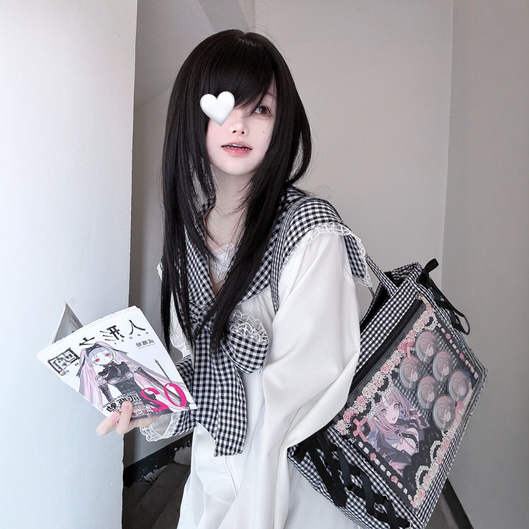 Navy Collar Jacket - Original Design by Hunao Radio Waves: Color-Blocked Shirt, Sweatshirt, Cute and Otaku Style Oversized Jacket, Subculture