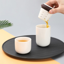 A pot a cup a portable travel tea set ceramic express cup concentric cup personal office tea cup mini Japanese style