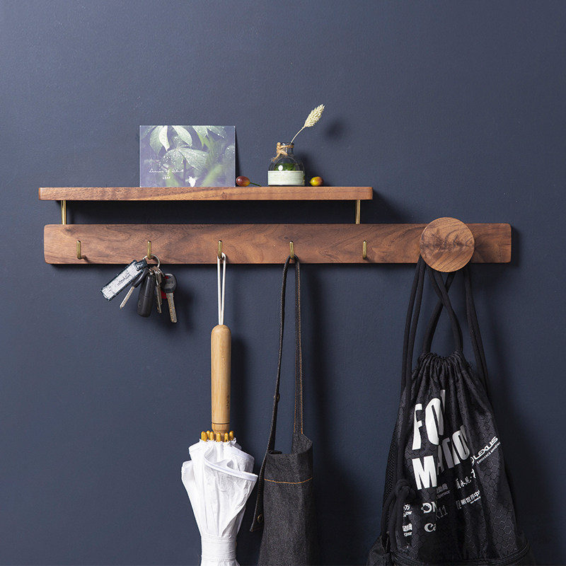 Entrance coat rack hook hanger key hook rack rack bag storage layer rack solid wood creative wall hanging partition
